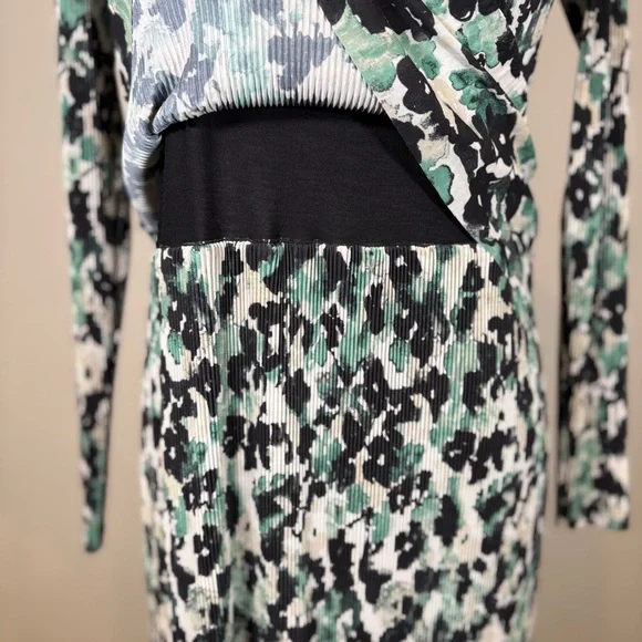 Hugo Boss Green and Black Abstract Long Sleeve Dress Size Medium - Picture 6 of 16